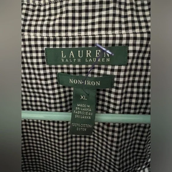 Non Iron Black Gingham Sleeveless Button Down Ralph Lauren - Picture 3 of 3